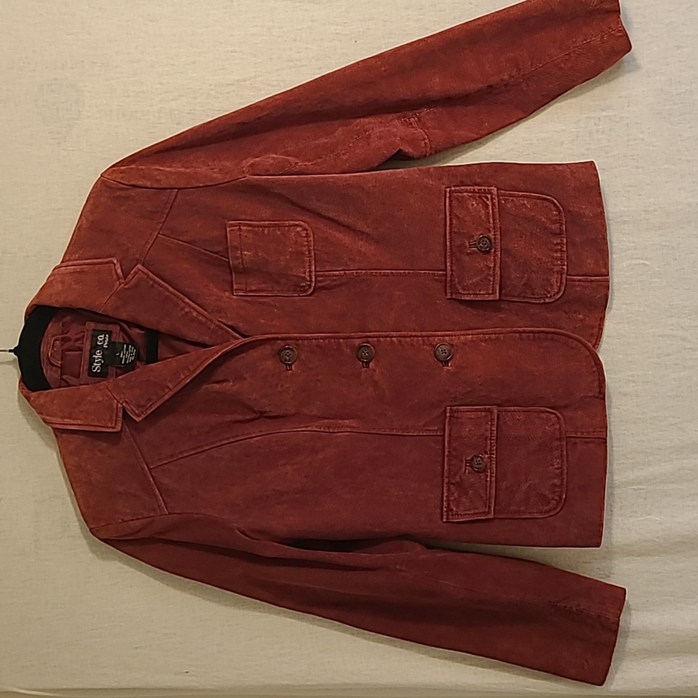 Vintage Style & Co. Leather Deep Maroon Blazer Size Large